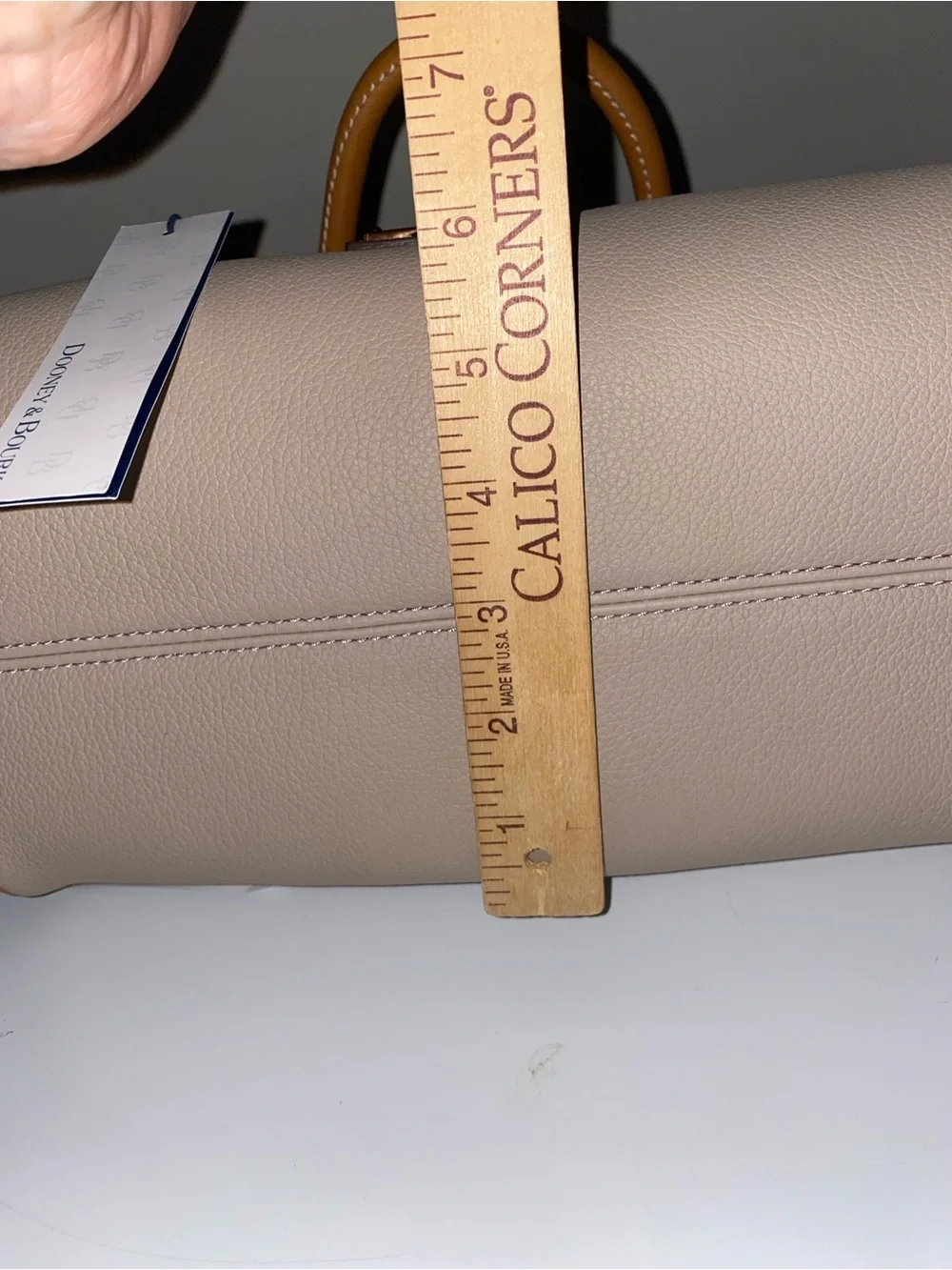 Dooney & Bourke Light Beige Satchel with Tan Trim Barrel 25
